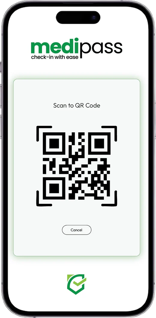 The MediPass app scanning a patient's QR code